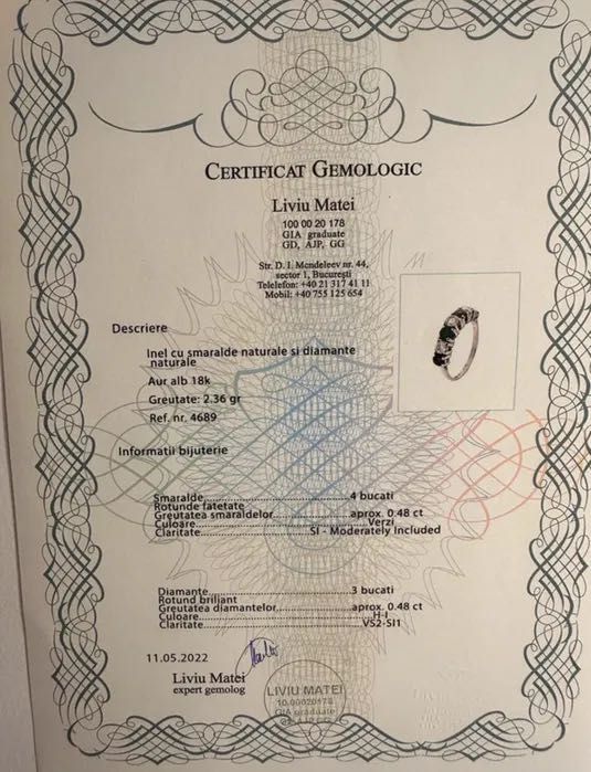 Set cercei și inele diamante și smaralde