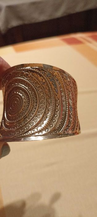 Широка дамска гривна метал антично сребро