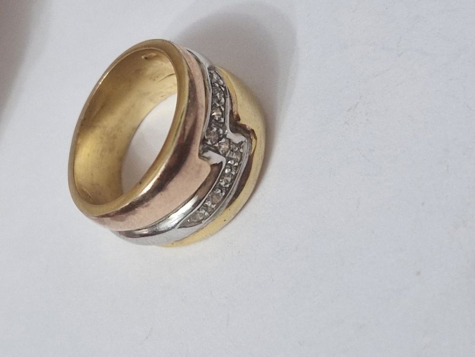 Inel argint masiv 925 placat cu aur roz,galben și rodiu