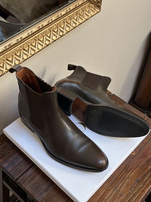 Aigle, premium, vintage, botine chelsea, maro închis