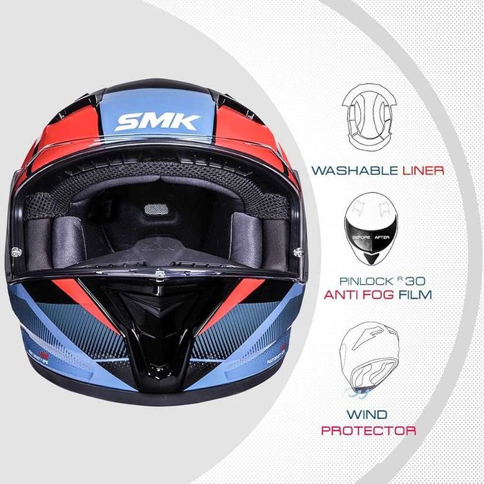 ПРОМОЦИЯ Мото каска за мотор SMK  STELLAR FURY Blue/Red NEW