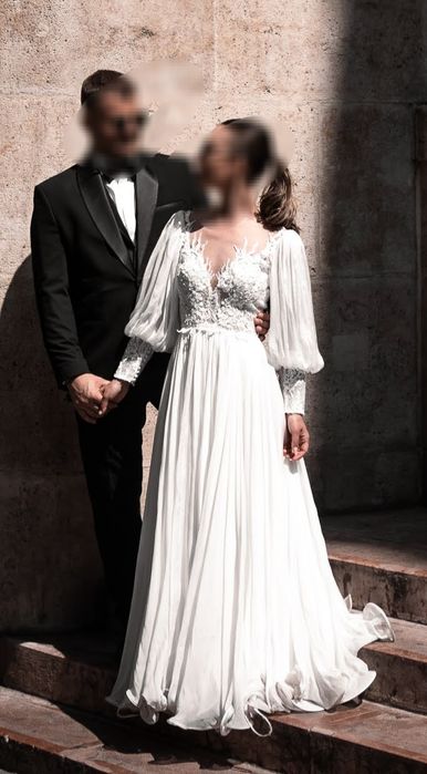 Rochie de mireasă, mătase naturală