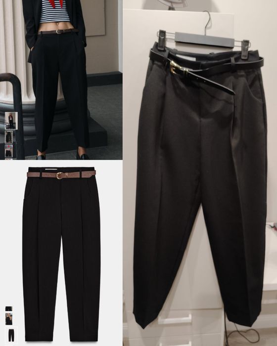 Новые брюки ZARA Cropped Trousers with Darts and Belt