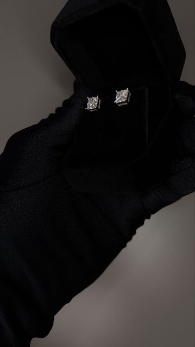 Обици “Princess Cut Moissanite” VVS 1CT