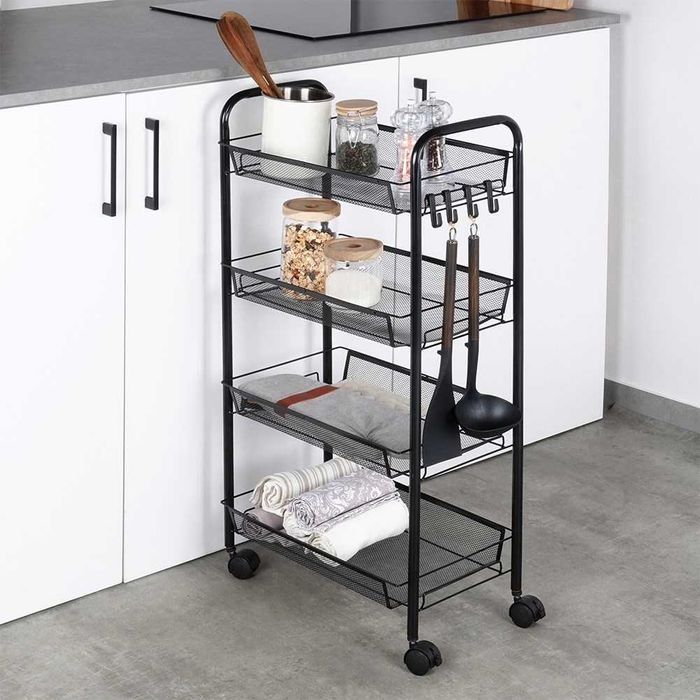 Метална етажерка с колелца на 4 нива