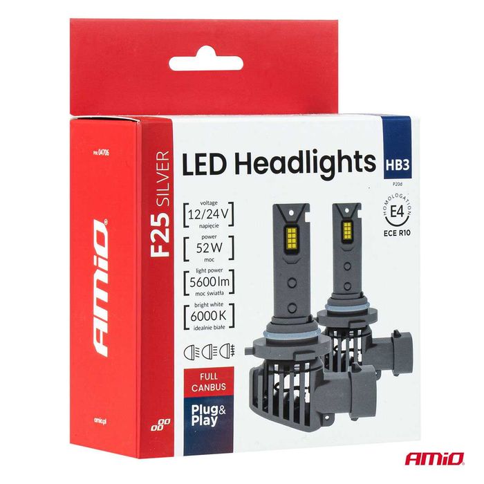 LED Диодни крушки за кола F25 PRO SILVER HB3/9005 52W 12/24V CANBUS