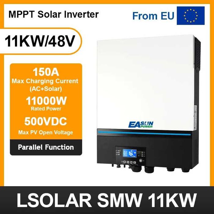 Инвертор за соларни панели Easun 11KW извън мрежата 150A двоен MPPT