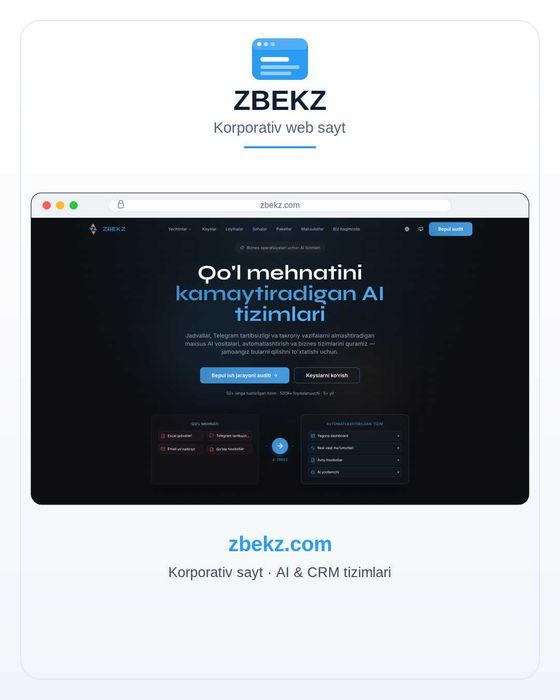 Web sayt va CRM sistema yaratamiz