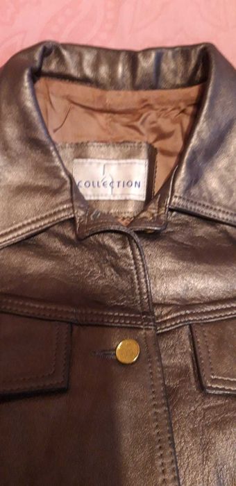 Geaca de piele maro sidefat, pentru dama
