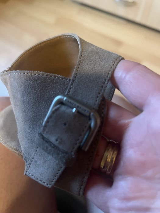 Sandale piele intoarsa gri