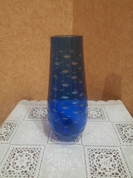 Ленинградский ЗХС, Винтажная ваза "Березка". Цветное стекло, алмазная