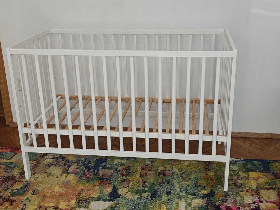 Patut copii din lemn Hubners Dominic 120x60 cm alb