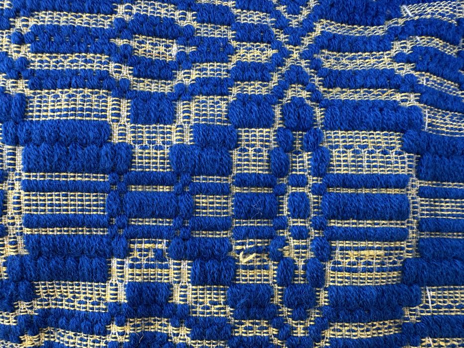 Covor/macat țesut manual lung, model tradițional albastru