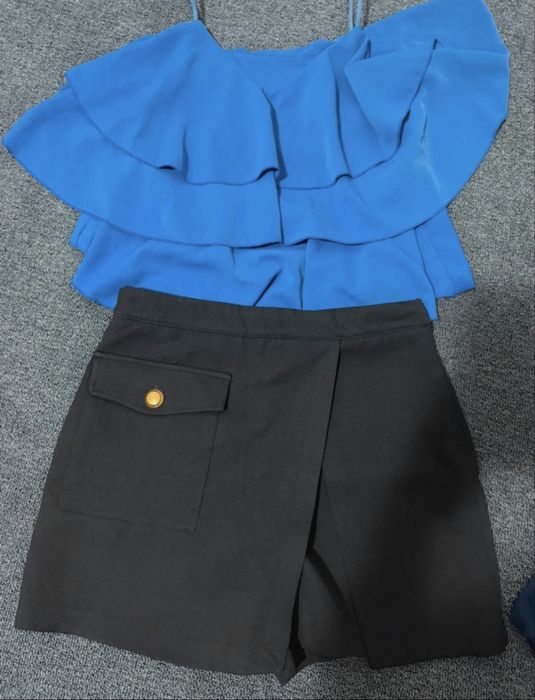 Fusta pantalon,cadou top albastru