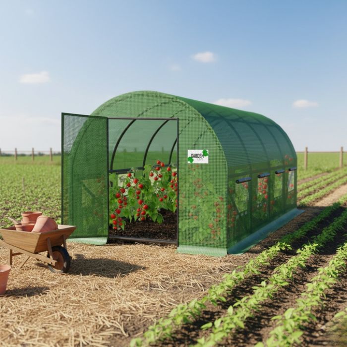 Градинска оранжерия с врата и панти