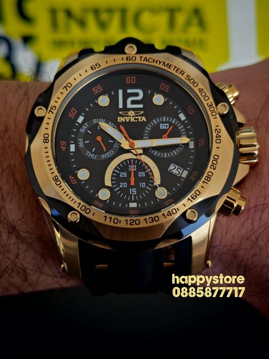 INVICTA Speedway Gold/Black Swiss 51 mm, Инвикта нов ръчен часовник