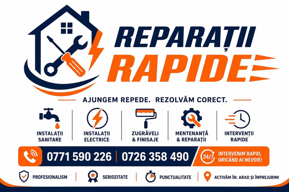 Reparații Rapide Arad | lucrari mici. Instalații sanitate, electrice, Zugraveli