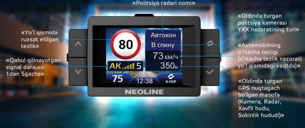 NEOLINE X-cop 9700s black vayfay 64 +flishka orginal +dostfka tekin