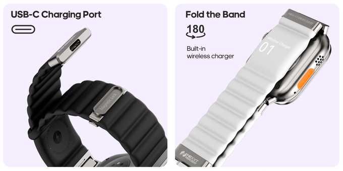Ремешок (band) на Apple Watch с возможностью зарядки часов USB Type-C