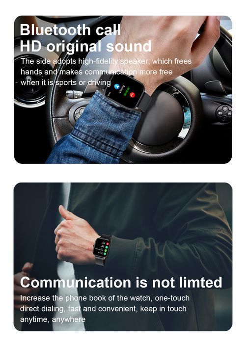 Смарт часовник Bakeey I10 1,57", разговори кръвно пулс аларма IP67 нов