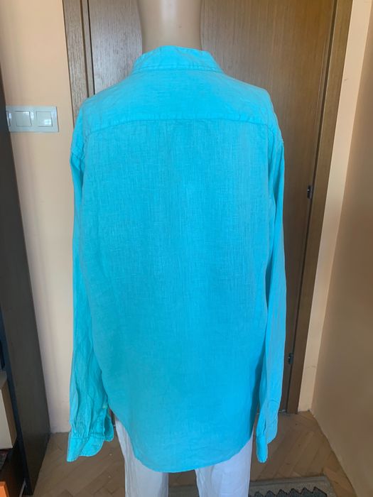 Мъжка ленена риза Yachtpur в цвят тюркоаз, размер L