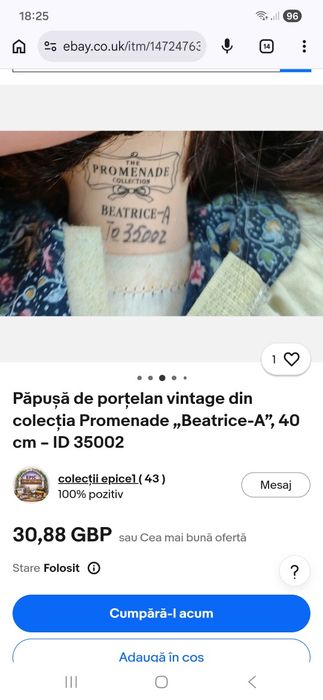 Păpușă de colecție din porțelan