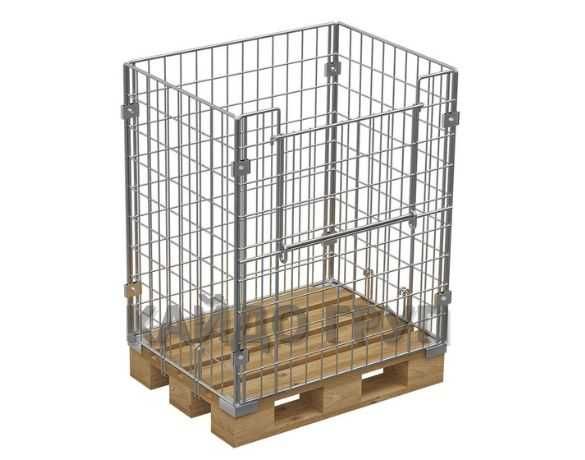 Метален телен кош 120/80 с метална платформа на колела и стопери