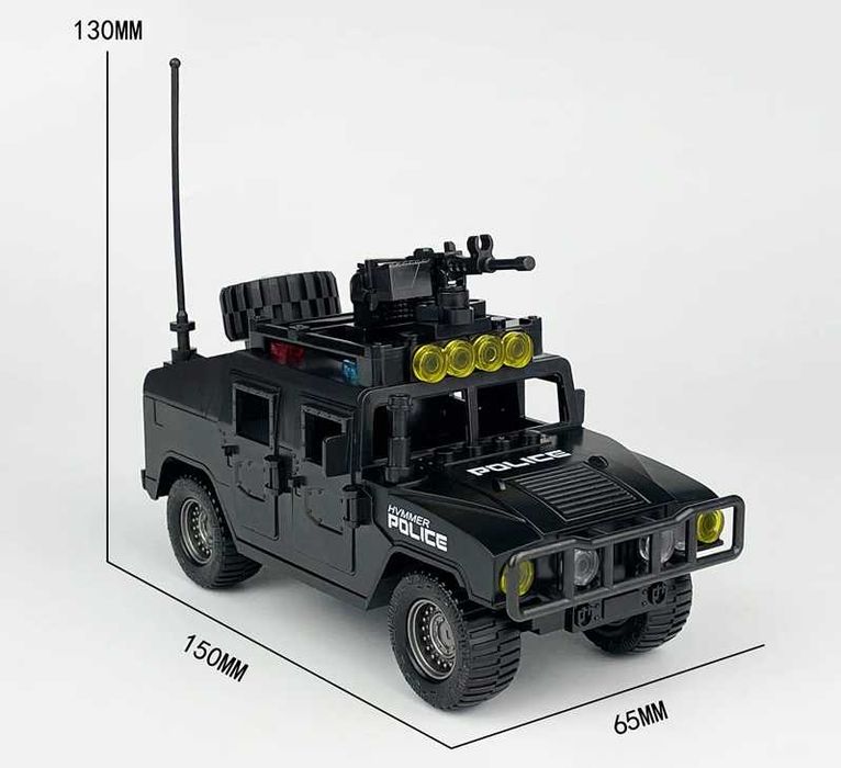 Joc constructii Hummer Police H2 tip lego 80 piese cu 1 figurina
