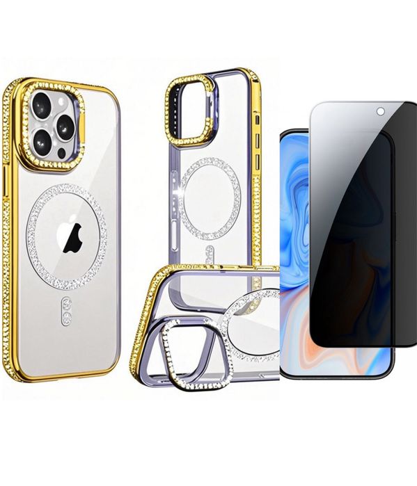 Husa Luxury Stone si Folie Sticla Anti Static Iphone 16/PRO 16 PRO MAX
