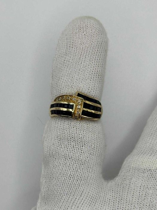 INEL AUR 14K + 9 Diamante = 0.10ct + 28 Safire = 1ct - 4.5g. - Vintage