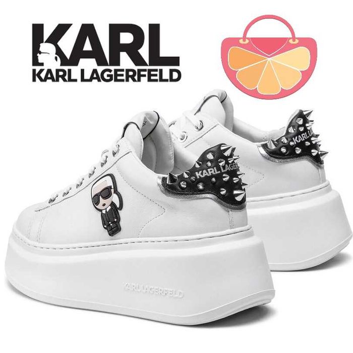 KARL LAGERFELD № 39 – Дамски кожени кецове с капси и лого нови с кутия