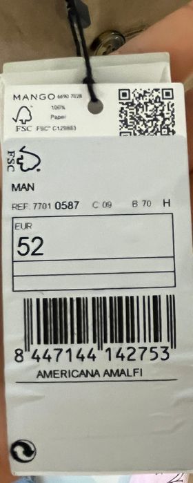 Sacou Mango Amalfi 52 100% in