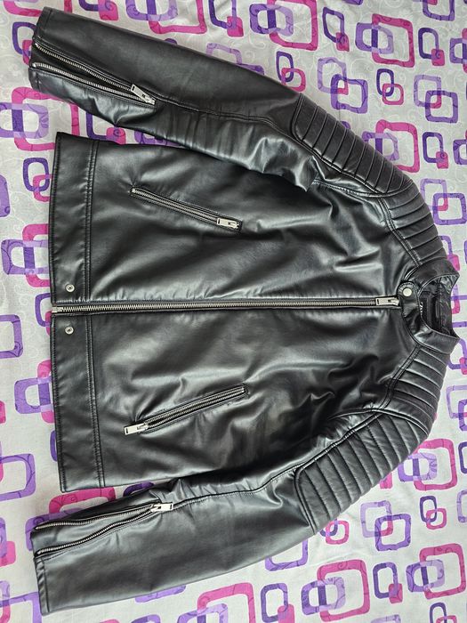 Geaca piele motor ZARA