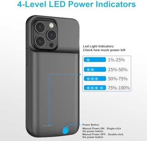 8500mAh Кейс Батерия телефон iPhone 15 Pro Max/Plus Айфон Power Bank