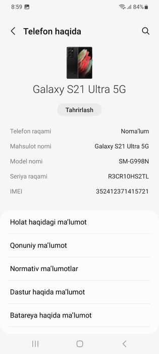 Samsung Galaxy S21 ultra 256GB