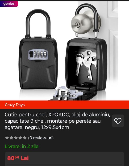 Cutie cu cifru pentru chei