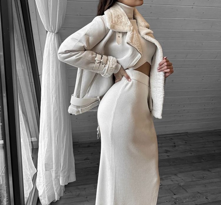 Дубленка в цвете айвори