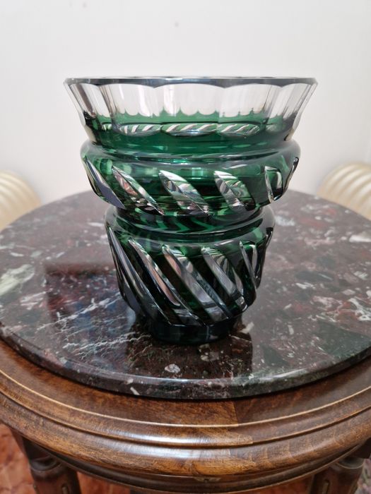 Страхотна антикварна белгийска кристална ваза Val Saint Lambert