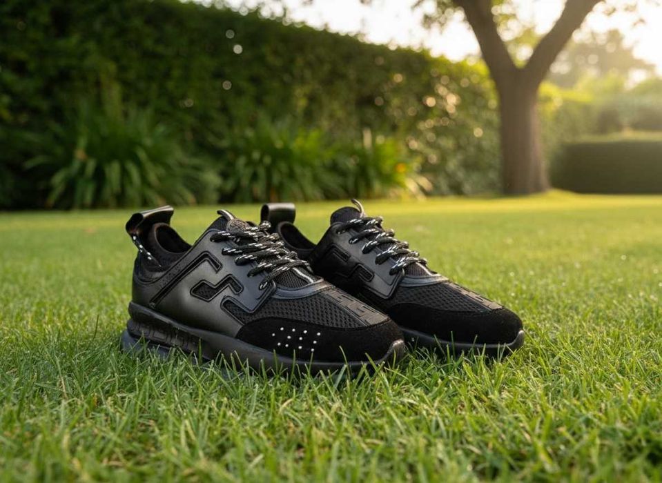 Adidasi Versace Chain Reaction Negru