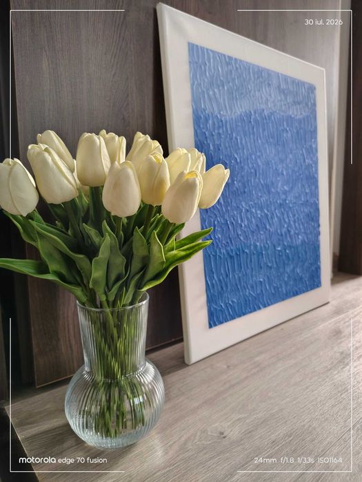 Tablou decorativ abstract 3D – Textură albastră, lucrat manual