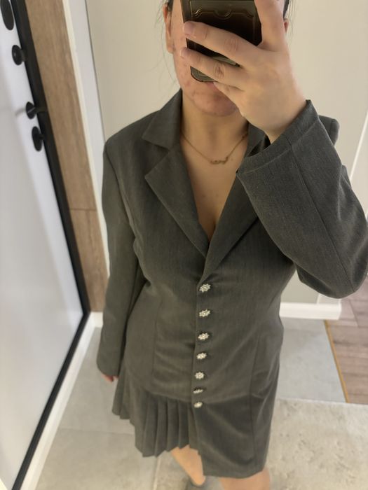 Платье пиджак (серое)