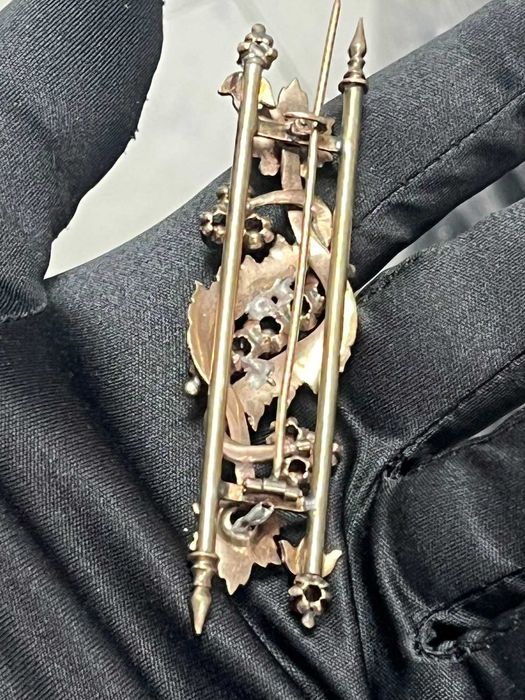 Антична отоманска брошка от 19-ти век с 8K розово злато и диаманти