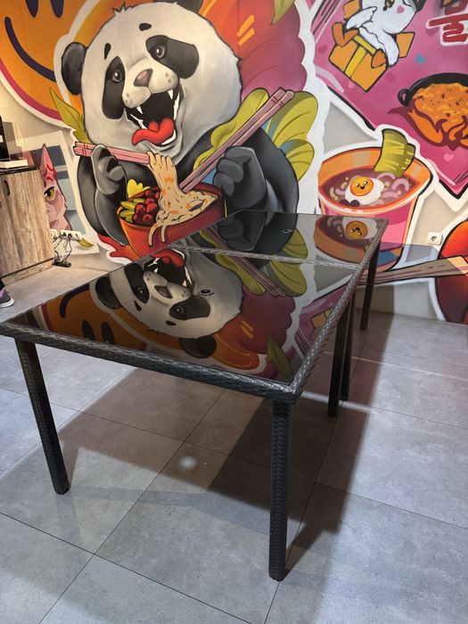 Стол ротанг стекло