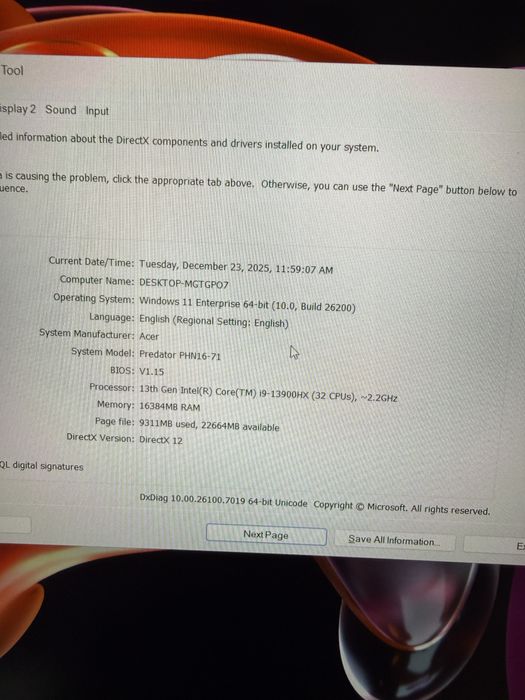 Laptop Gaming Acer Predator Helios Neo 16 i9 RTX 4060 1TB SSD