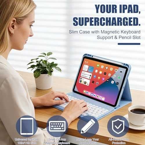 Нов Калъф за iPad A16 11 2025 / 10 10.9 2022 със слот за Pencil син защитен кейс таблет Айпад
