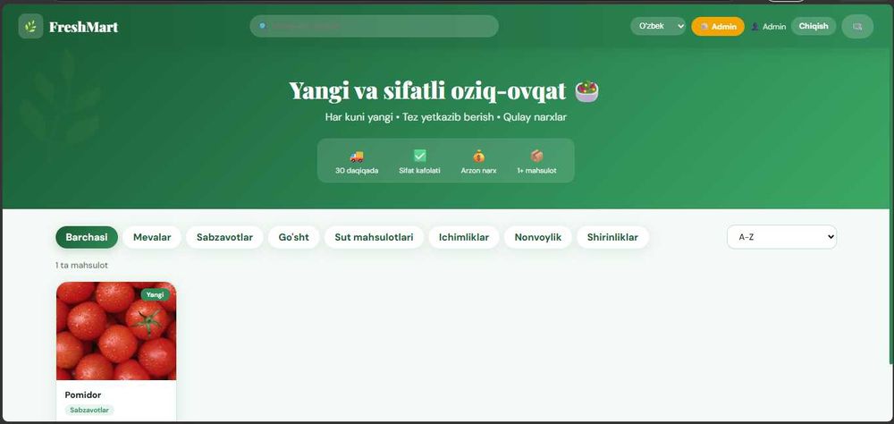 Tayyor online oziq-ovqat do'kon sayt sotiladi