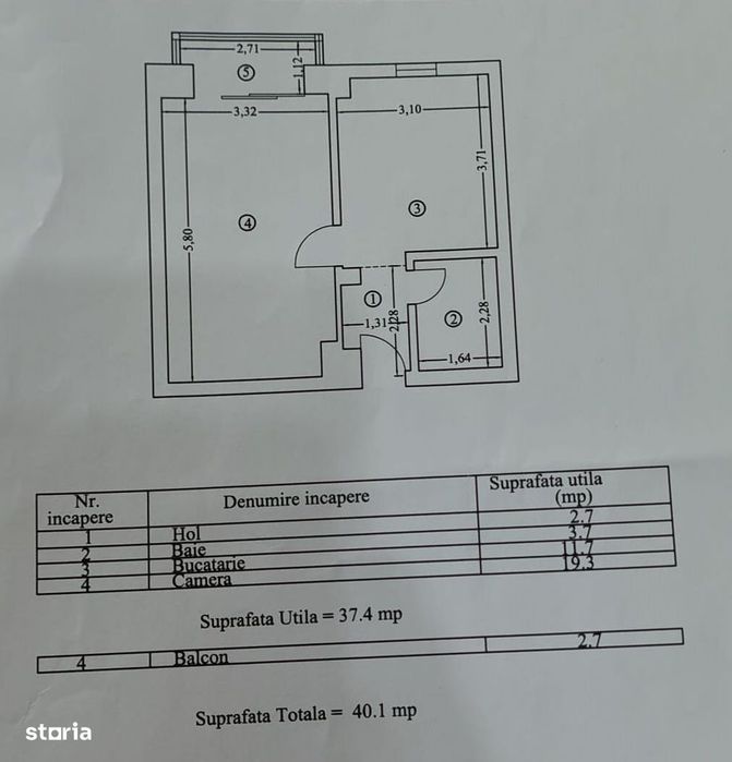 Apartament cu o cameră 40mp zona Bratianu Scoala nr. 8