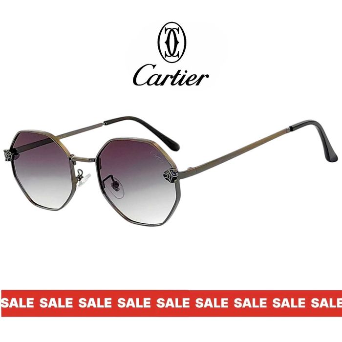 Cartier WESS Унисекс слънчеви очила с многоъгълна рамка UV 400 Защита