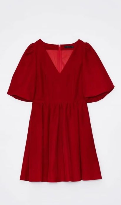 Червена рокля с буфан ръкави - Mohito