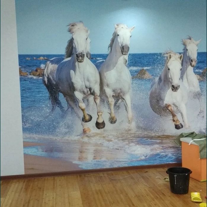 Семейная пара профессионально клеим обои